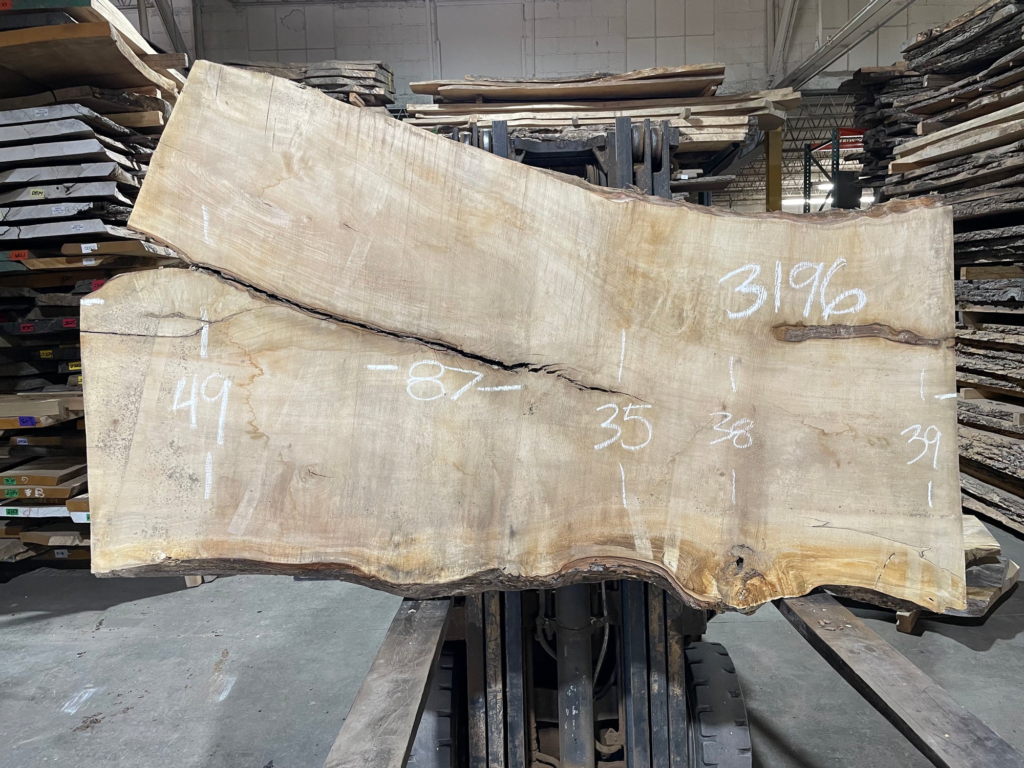 Maple - (3196) 87" L x 35-49" W x 2.75 T