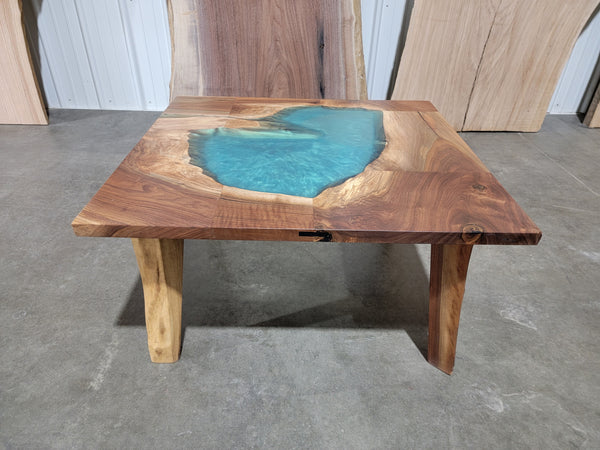 Black Walnut Epoxy River Coffee Table 125 - KC Custom Hardwoods