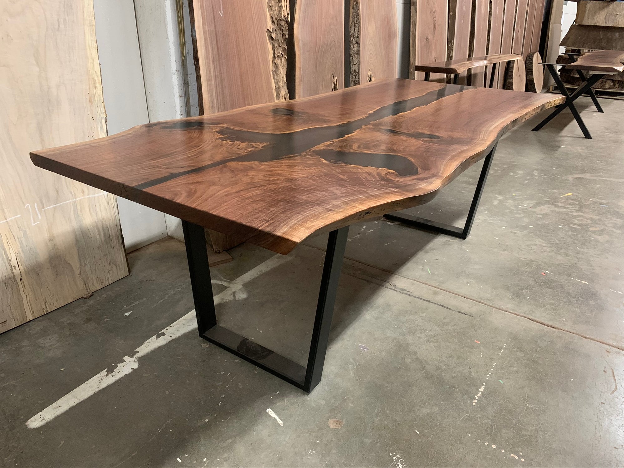Solid Black Walnut Wood Epoxy Resin River Dining Table – Earthly